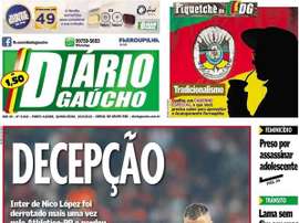 Capa do jornal Diário Gaúcho, de Porto Alegre.