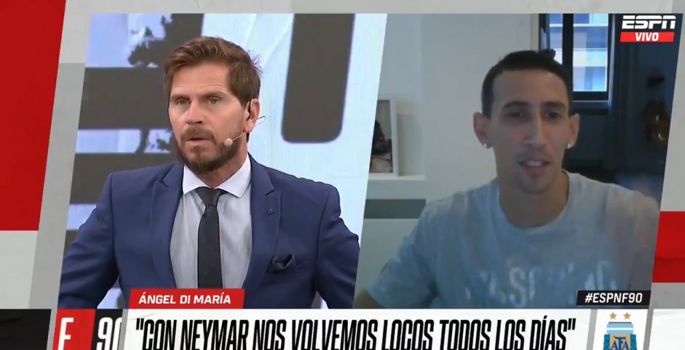 Di María bromeó sobre Neymar. Captura/ESPN