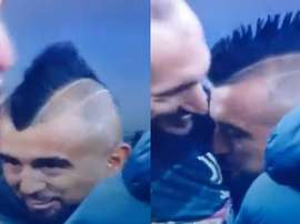 Vidal e uma cena polêmica antes do jogo começar. Captura/SkySport