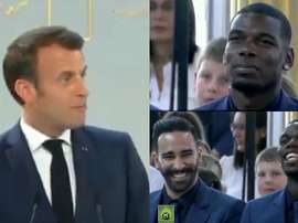 Risas de Pogba y Rami cuando habló Macron. Captura/LaSexta