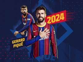O Barça anuncia as renovações de Piqué, Ter Stegen, De Jong e Lenglet. Twitter/FCBarcelona_es