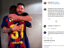 A mensagem de Messi a Ansu Fati. Instagram/LeoMessi