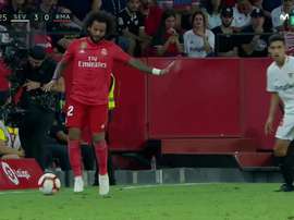 Marcelo é dúvida para o clássico contra o Atlético. Captura/Movistar