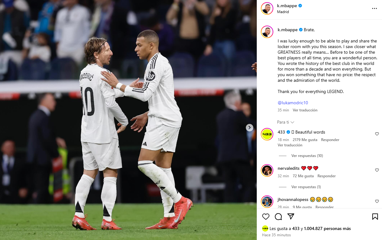 Mbappé también se despidió de Modric: Vi de cerca lo que significa la grandeza
