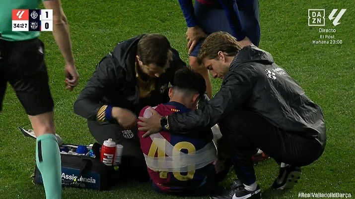 Dani Rodríguez se marchó lesionado en su debut con el Barça