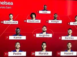 La televisión inglesa tuvo un error en el gráfico de su alineación. Captura