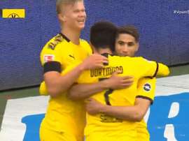 Jadon Sancho comandou contra-ataque e deu assistência a Achraf Hakimi. Captura/Vamos