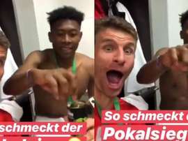 La célébration random de Müller et Alaba. Instagram/esmuellert