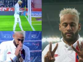Neymar marcou um belo gol e passou uma mensagem através das câmeras. Captura/MovistarLigadeCampeones