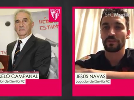 Jesús Navas habló con Marcelo Campanal. Captura/Twitter/SevillaFC