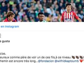 le joueur du Bétis a été félicité par Eto'o. Instagram/SamuelEto'o