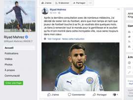 Mahrez diz adeus ao futebol profissional. Facebook/RiyadMahrez