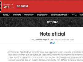 Flamengo foi contundente em seu texto. Captura/Flamengo
