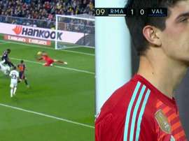 La parada del partido la dejó Courtois. Captura/Movistar