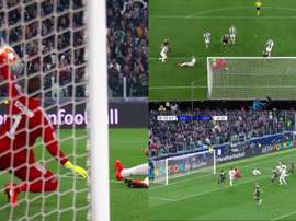 A grande defesa de Szczesny ao remate de Ziyech. Capturas/Movistar