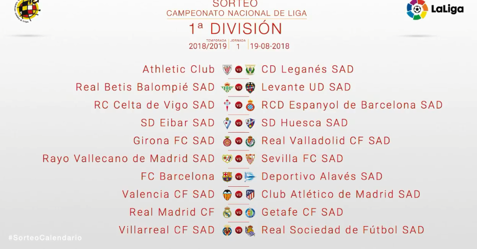 Calendario Liga Santander 2019 2020 Horario De Las Tres Primeras