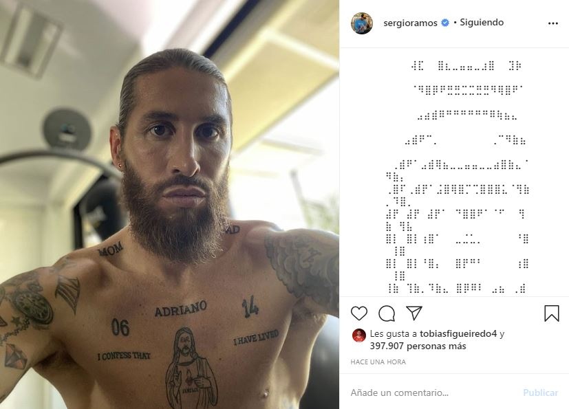 Ramos Shows Off New Tattoo In Gym