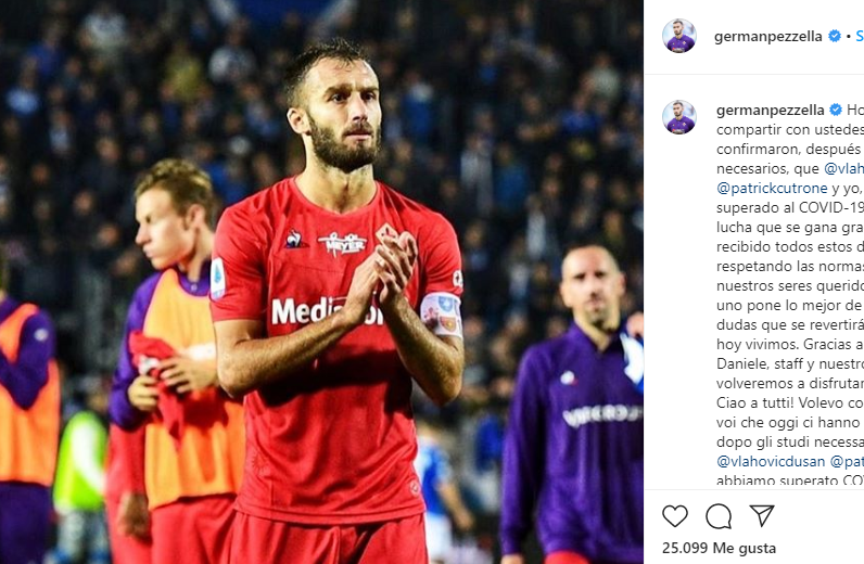 Pezzella Cutrone And Vlahovic Defeat Covid 19 Besoccer