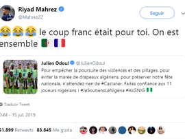 Mahrez anotó el tanto de la victoria en el minuto 95. Twitter/RiyadMahrez