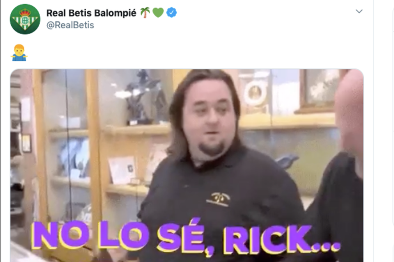 ¿Pellegrini se va a China? El Betis eligió un 'meme' para derrumbar los rumores. Twitter/RealBetis