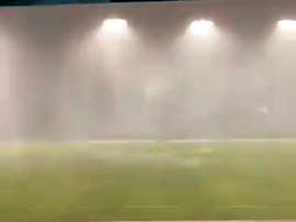 Un diluvio obligó a cancelar el Cafetaleros-Monterrey tras 45 minutos. Captura/KikeRuiz