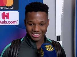Ansu Fati falou sobre a reação do estádio após seu gol. Captura/BarçaTV