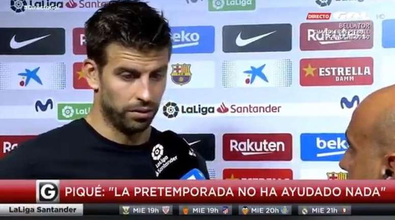 Pique defends Suarez. Captura/GolTV