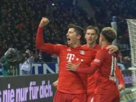 Lewandowski voltou a marcar na Bundesliga e alcançou Timo Werner. Captura/MovistarLigadeCampeones
