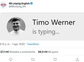 Werner y una broma cruel. Captura/Twitter/RBLeipzig_EN