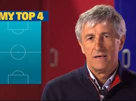 Os quatro jogadores da vida de Setién. Captura/BarçaTV