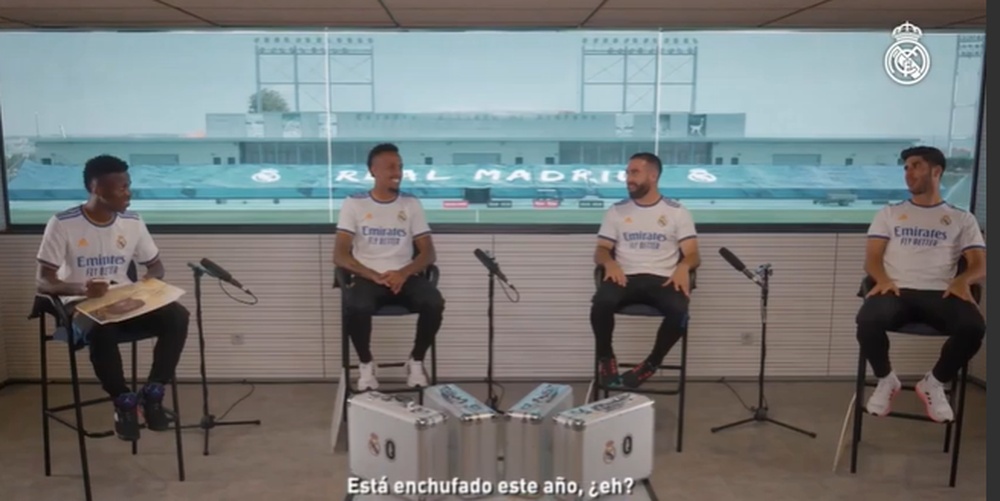 Asensio, Carvajal y Militao se pasaron con 'Vini'. Captura/RealMadrid