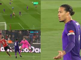 Van Dijk, pas assez attentif sur le but de Long. Movistar/OptusSport