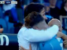 Immobile and Inzaghi embraced after Immobile scored against Genoa. Captura/SkySport