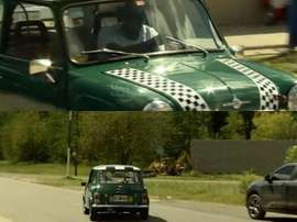 El coche con el que llegó Mas al entreno. Captura/ESPN