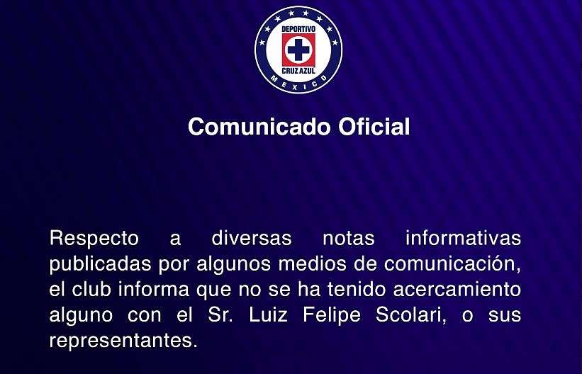 El Comunicado De Cruz Azul Para Negar El Interes En Scolari Besoccer