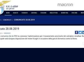 La FIFA valide le transfert de Jony à la Lazio. Captura