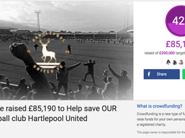 Captura del Crowdfunding abierto por el Hartlepool United para salvar al equipo.