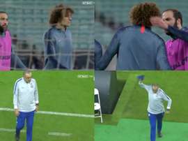 Higuaín et David Luiz s'embrouillent et Sarri quitte l'entraînement furieux. Capture/BTSport