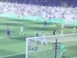 Gallar hizo el primer gol de Huesca. Captura