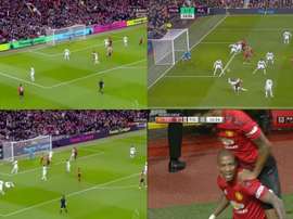 Golazo de Ashley Young. Captura/Movistar