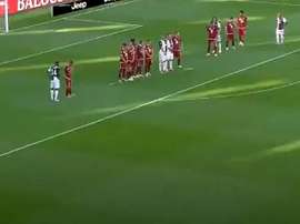 Ronaldo scored a free-kick. Screenshot/Movistar+