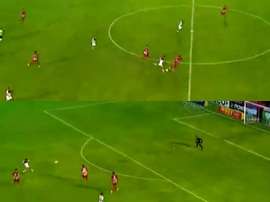 Un disparo directo a la escuadra. Captura/TNTSports