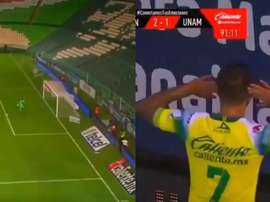 Con las gradas vacías, marcó un gol... y así lo celebró. Captura/ClaroSports