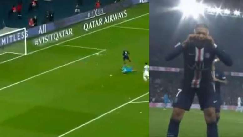 Mbappé a profité d'une belle passe de Draxler pour s'offrir son 23e but de la saison. Captura/Movist