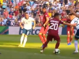 Calcanhar de Lautaro para abrir o marcador no Maracanã. Captura/DAZN