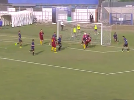 Marcano puso el 0-2 en el marcador. Twitter/OfficialASRoma
