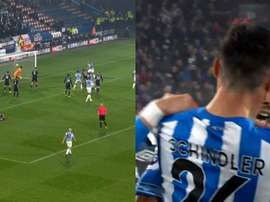 Schindler, el primer goleador en casa para el Huddersfield. Captura/Movistar
