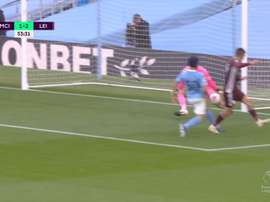 Vardy scored a hat-trick. Screenshot/DAZN