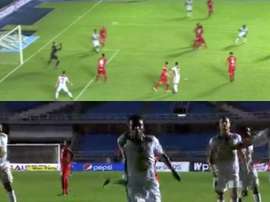El golazo de Rivas 'a lo Zidane' que adelantó a Patriotas. Captura/WinSports