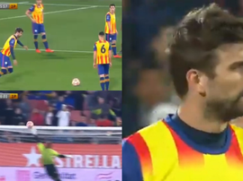 Pique went close with a first half free-kick. Screenshot/TV3